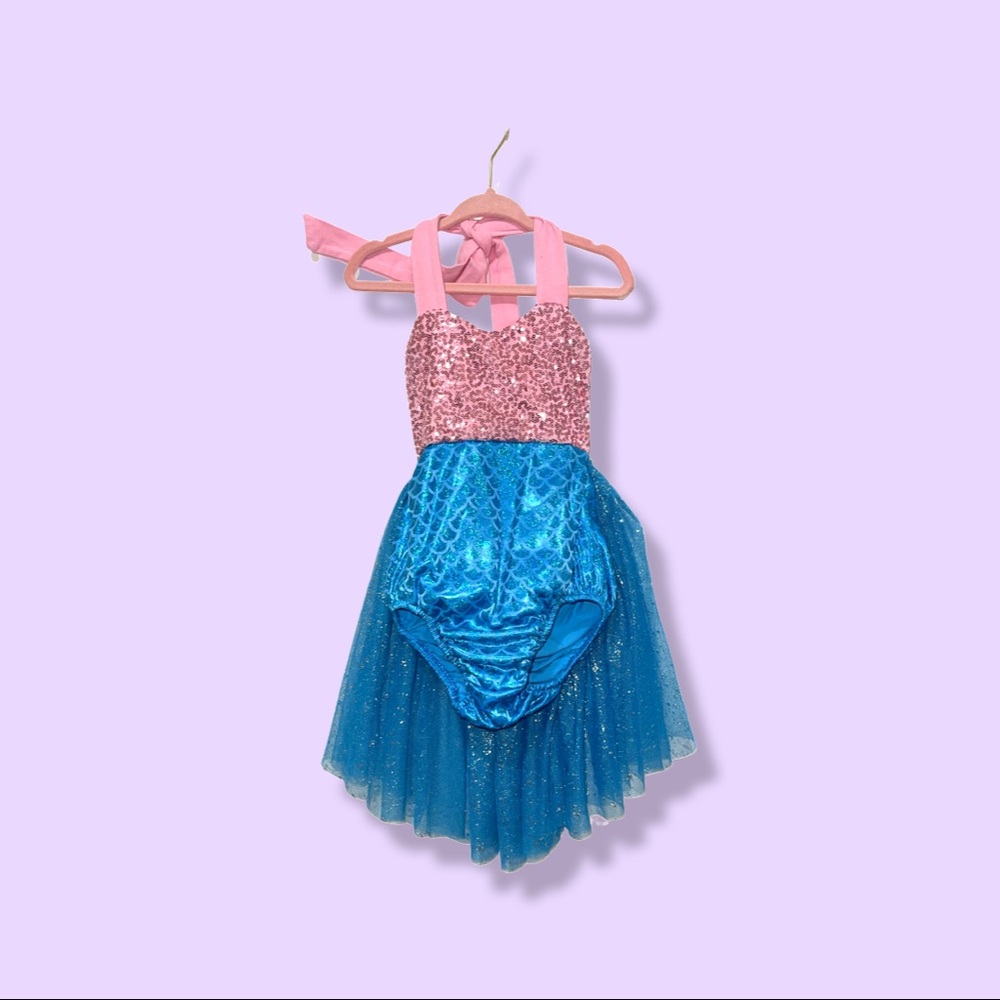 Mermaid pink sequin & blue body suit